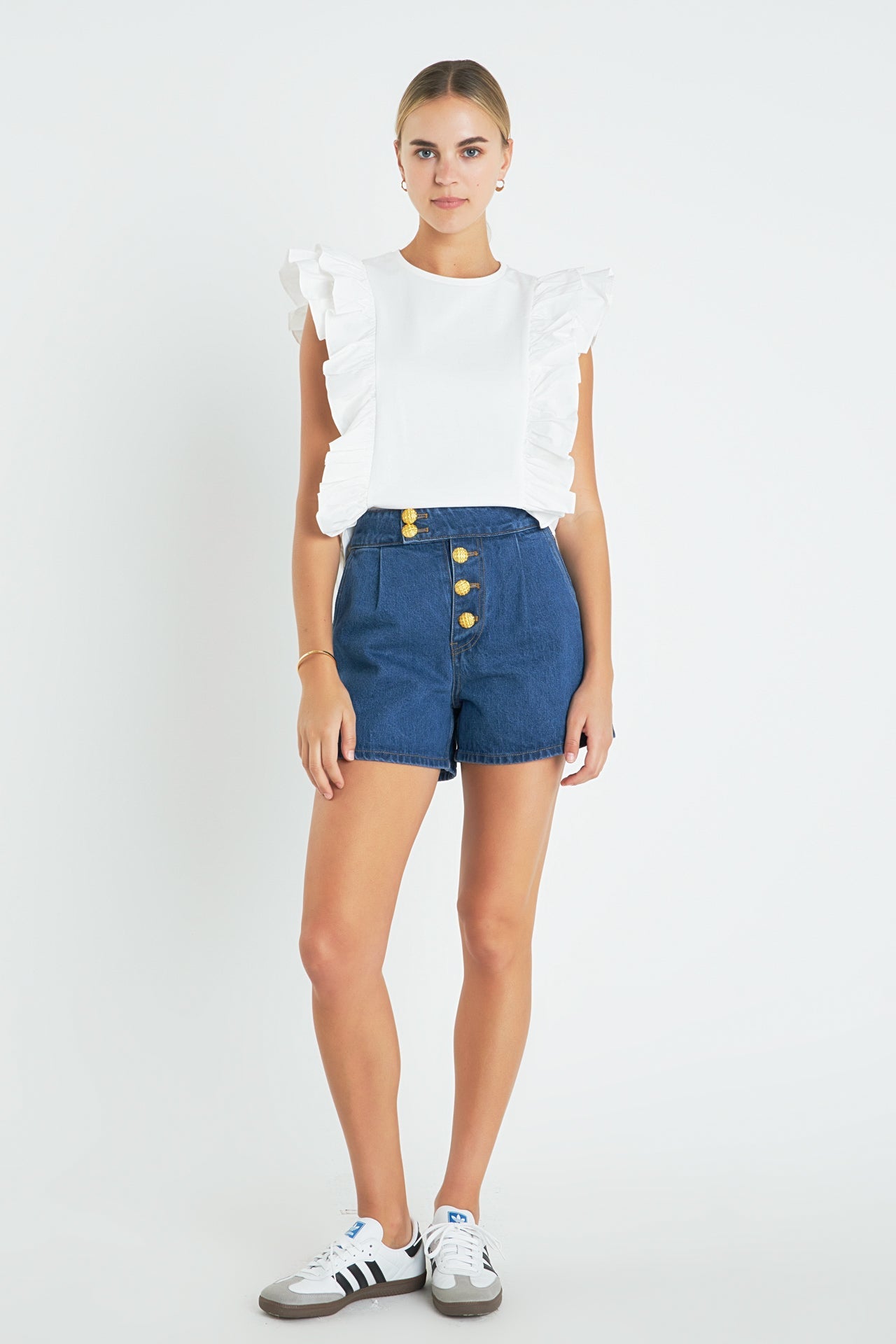 ENGLISH FACTORY - Poplin Ruffle Detail Sleeveless Top - TOPS available at Objectrare