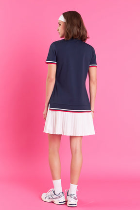 ENGLISH FACTORY - English Factory - Polo Short Sleeve Mix Media Mini Dress - DRESSES available at Objectrare