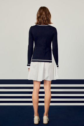 ENGLISH FACTORY - Mix Media Button Pointed Dress - DRESSES available at Objectrare