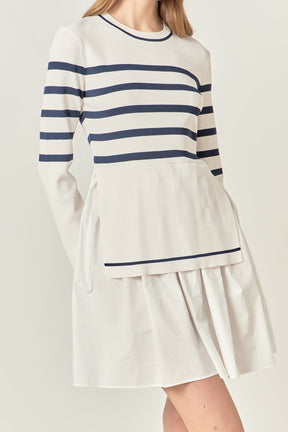 Stripe Mix Media Dress