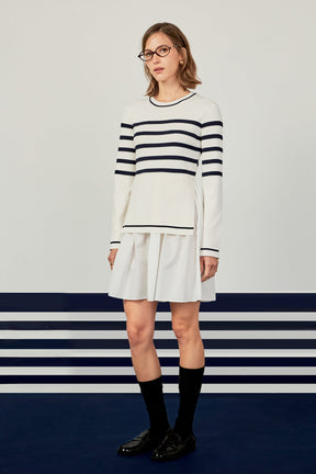 ENGLISH FACTORY - English Factory - Stripe Mix Media Dress - DRESSES available at Objectrare