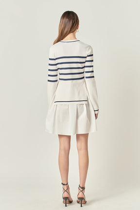 ENGLISH FACTORY - Stripe Mix Media Dress - DRESSES available at Objectrare