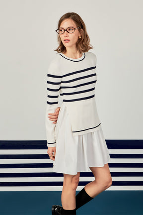 ENGLISH FACTORY - English Factory - Stripe Mix Media Dress - DRESSES available at Objectrare