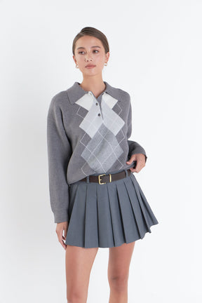 ENGLISH FACTORY - Argyle Knit Sweater - SWEATERS & KNITS available at Objectrare