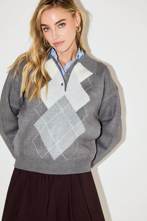 Argyle Knit Sweater- Sold Out