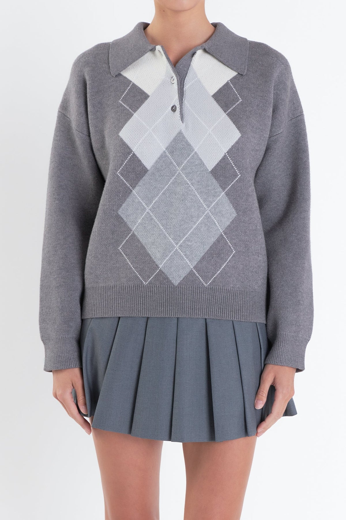 ENGLISH FACTORY - Argyle Knit Sweater - SWEATERS & KNITS available at Objectrare