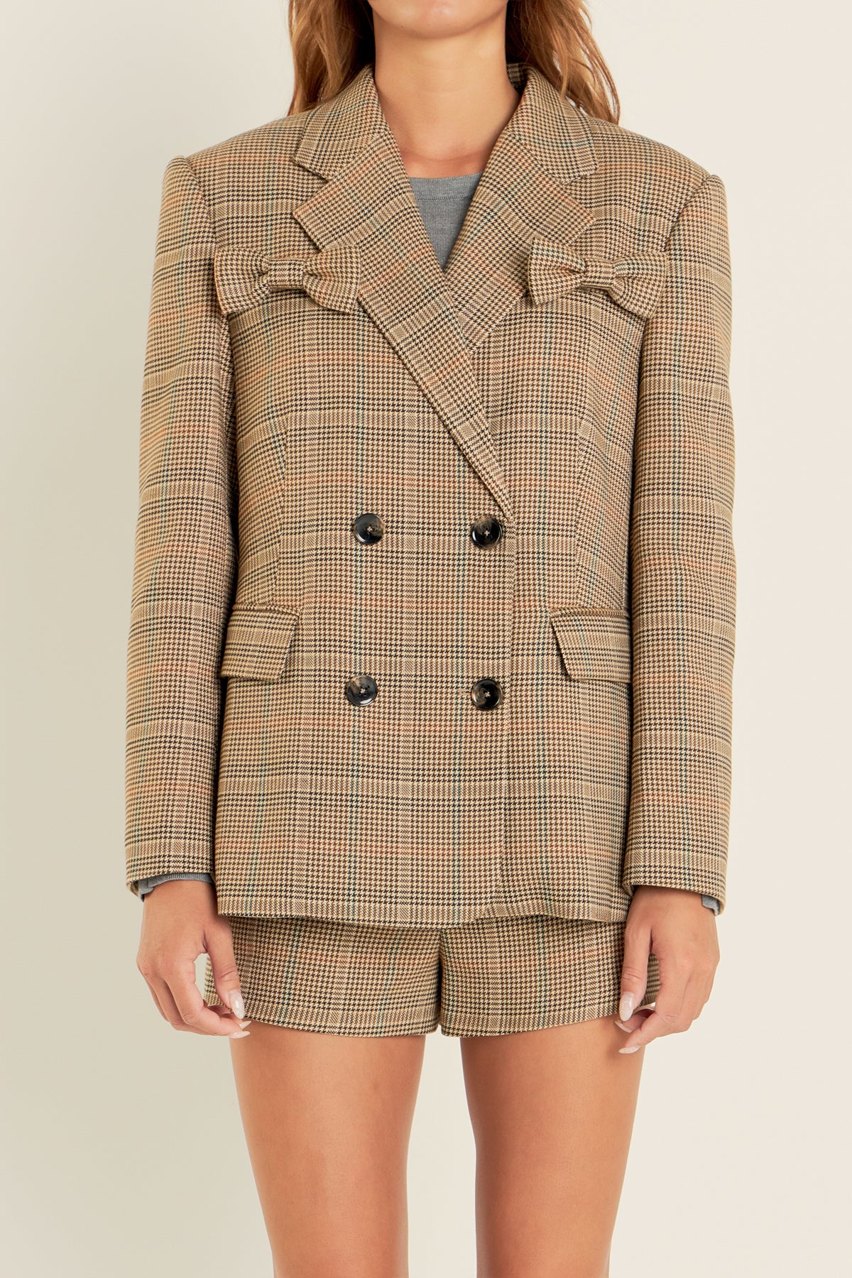 ENGLISH FACTORY - Glen Check Bow Jacket - JACKETS available at Objectrare