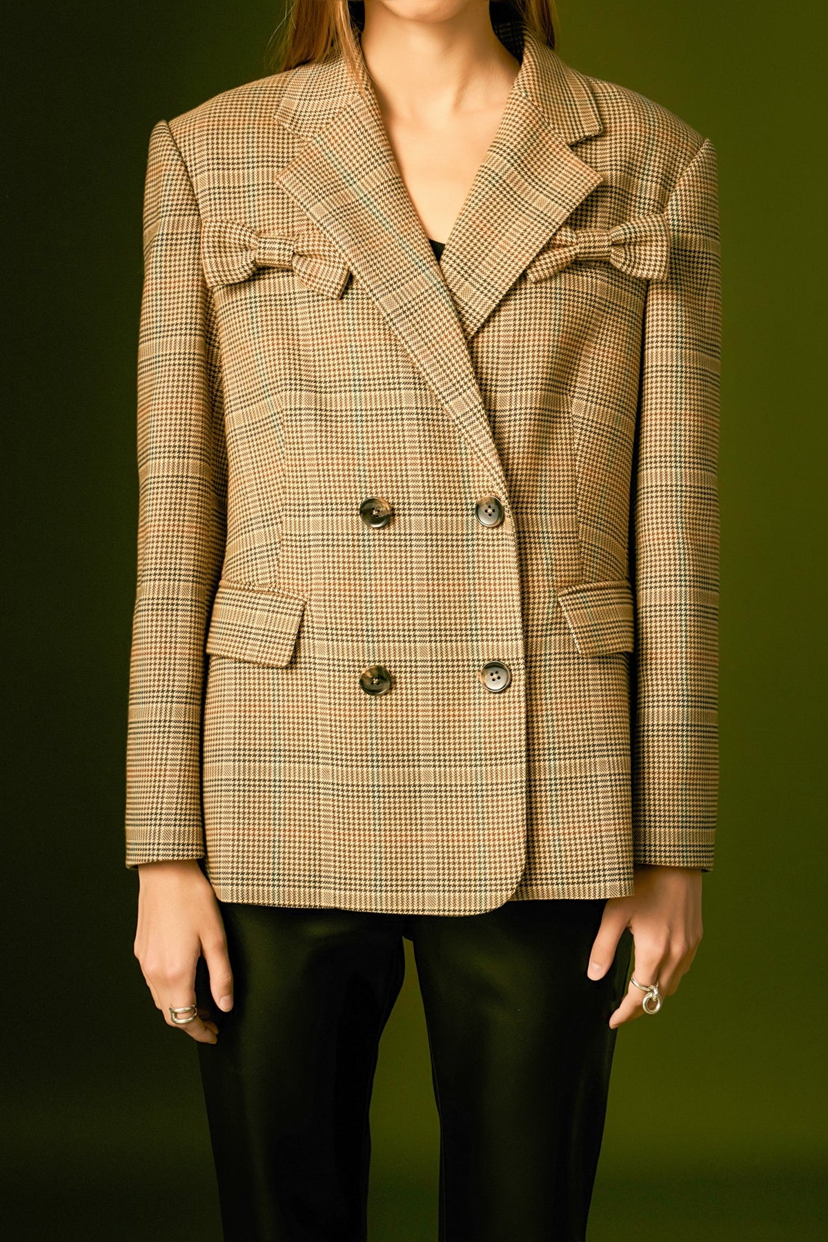 ENGLISH FACTORY - Glen Check Bow Jacket - JACKETS available at Objectrare