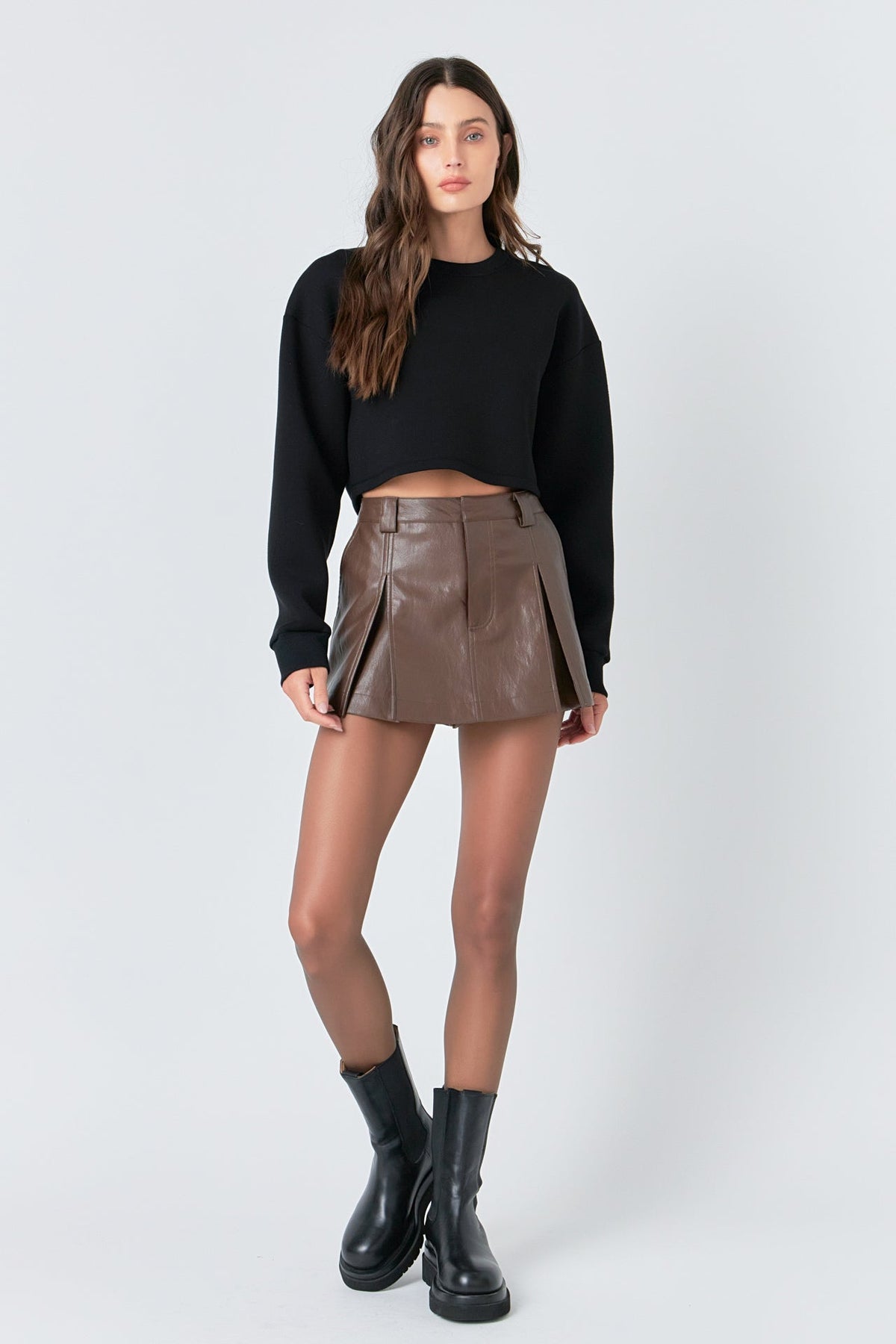 GREY LAB - Pleated Pu Skort - SKORTS available at Objectrare