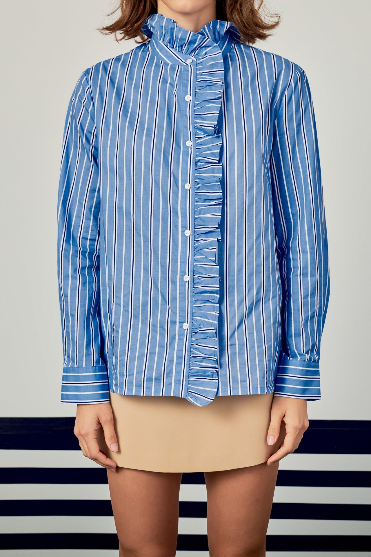 ENGLISH FACTORY - English Factory - Stripe Ruffled Shirt - TOPS available at Objectrare