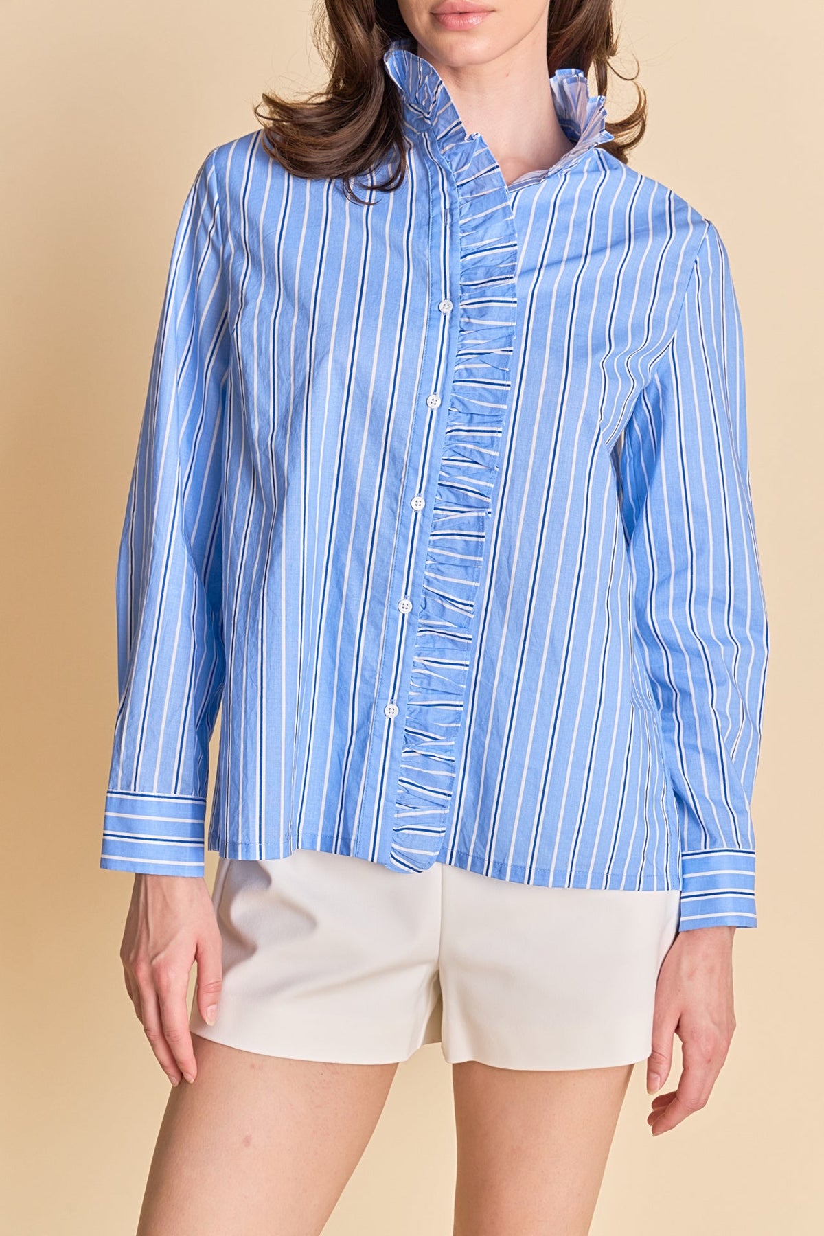 ENGLISH FACTORY - Stripe Ruffled Shirt - TOPS available at Objectrare