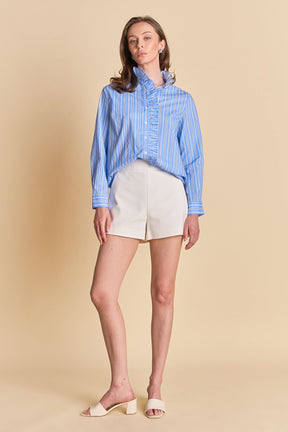 ENGLISH FACTORY - Stripe Ruffled Shirt - TOPS available at Objectrare