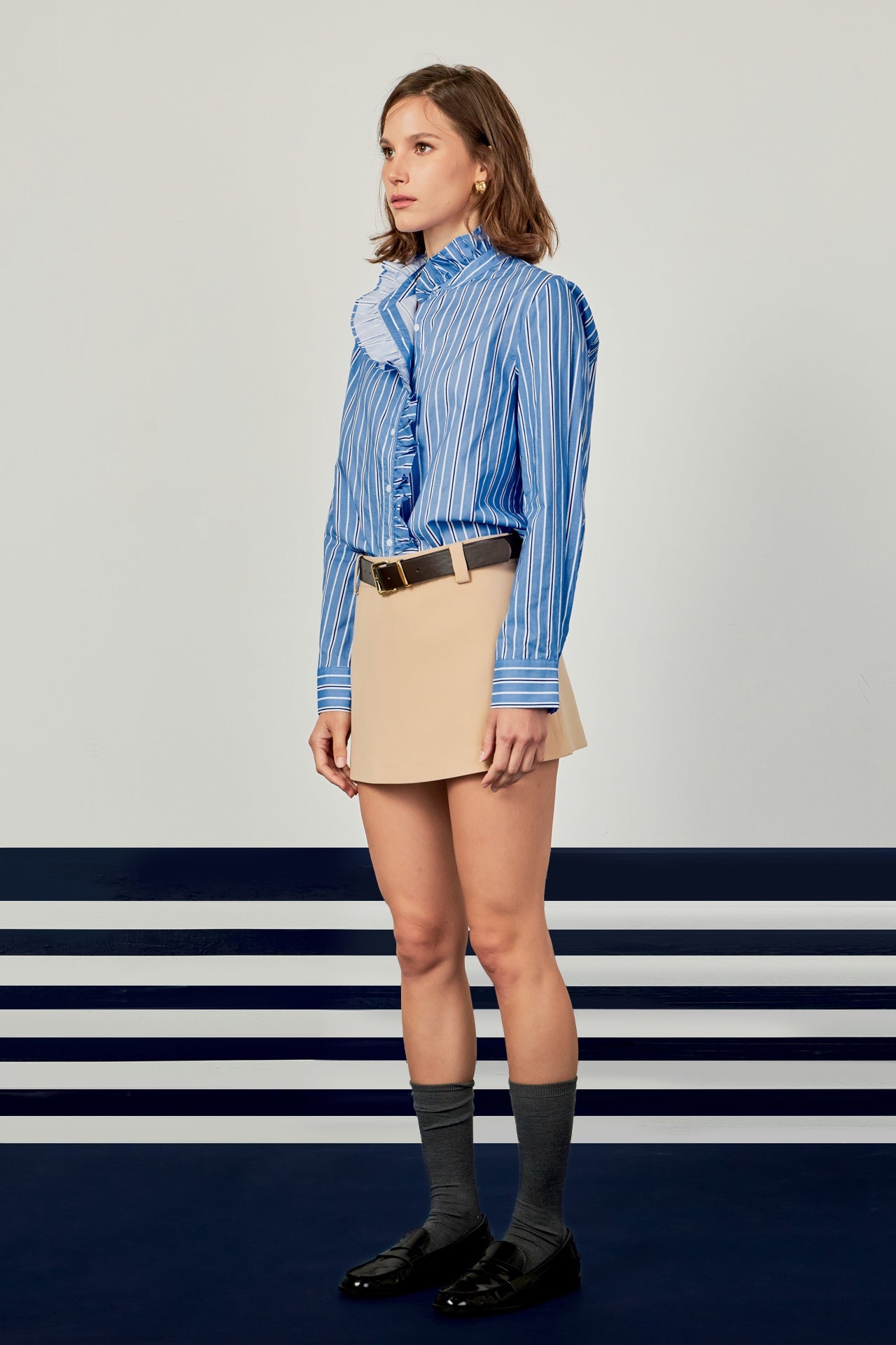 ENGLISH FACTORY - English Factory- Stripe Ruffled Shirt - SHIRTS & BLOUSES available at Objectrare