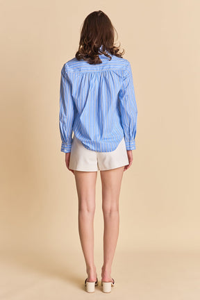 ENGLISH FACTORY - Stripe Ruffled Shirt - TOPS available at Objectrare