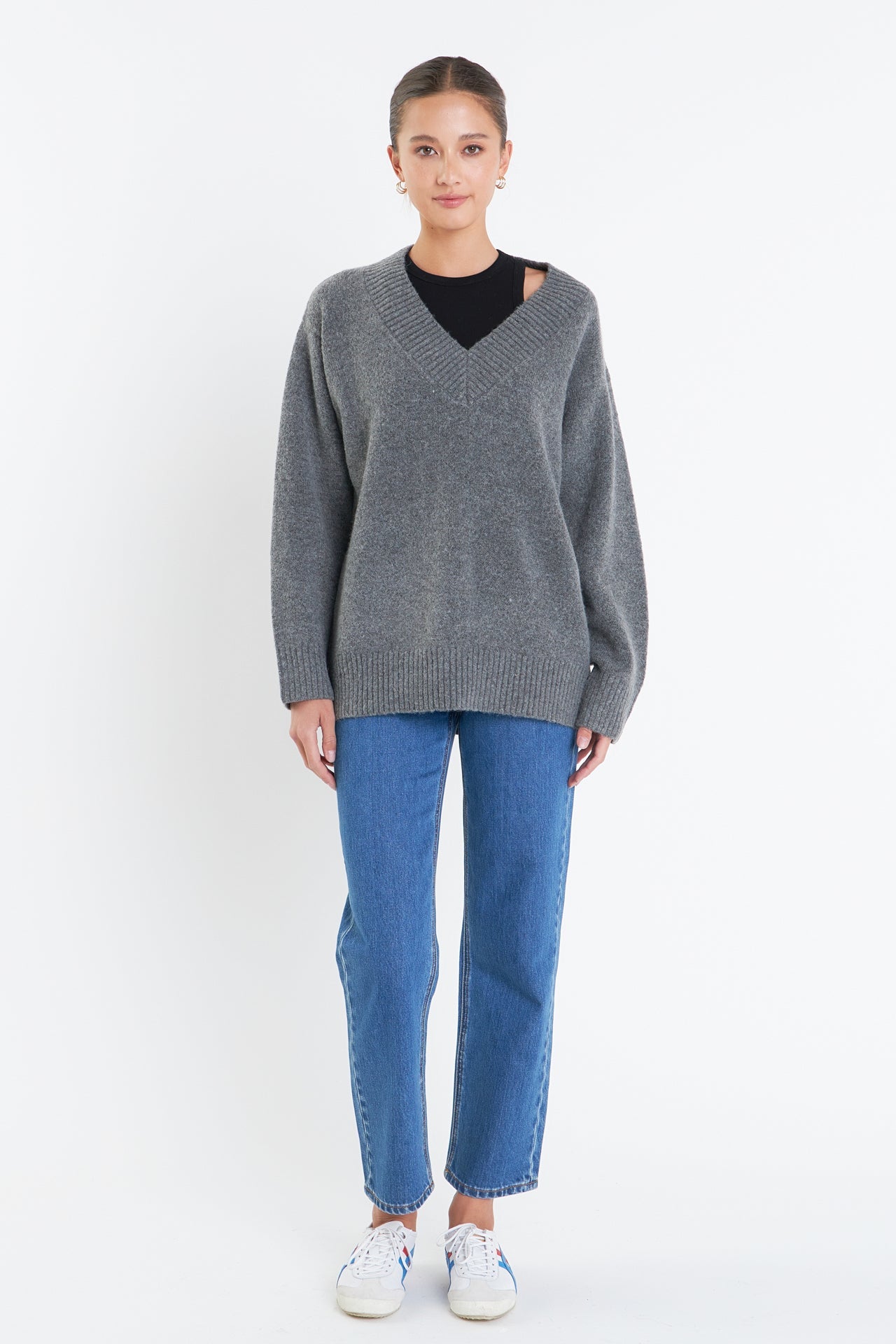 ENGLISH FACTORY - V Neckline Oversized Sweater - SWEATERS & KNITS available at Objectrare