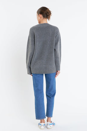 ENGLISH FACTORY - V Neckline Oversized Sweater - SWEATERS & KNITS available at Objectrare