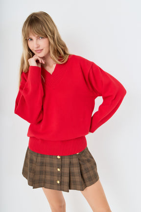 V Neckline Oversized Sweater