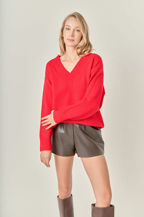 V Neckline Oversized Sweater