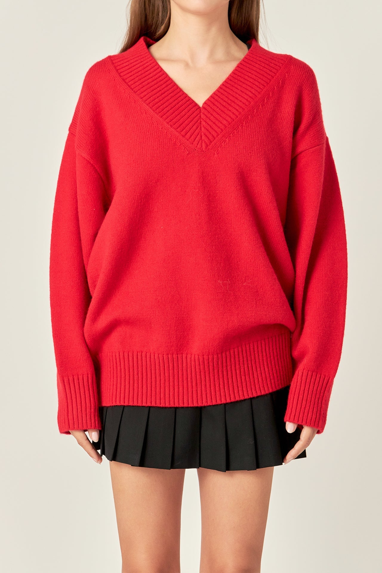 ENGLISH FACTORY - V Neckline Oversized Sweater - SWEATERS & KNITS available at Objectrare