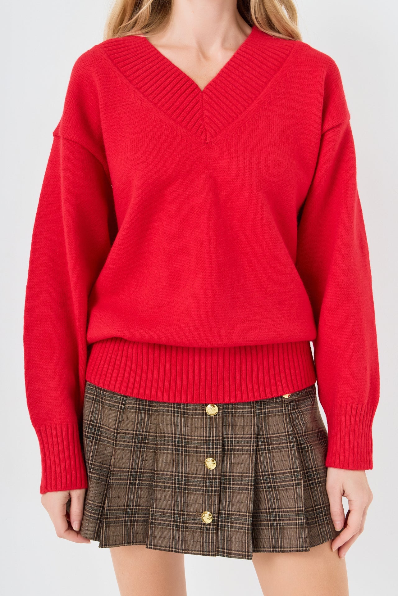 V Neckline Oversized Sweater