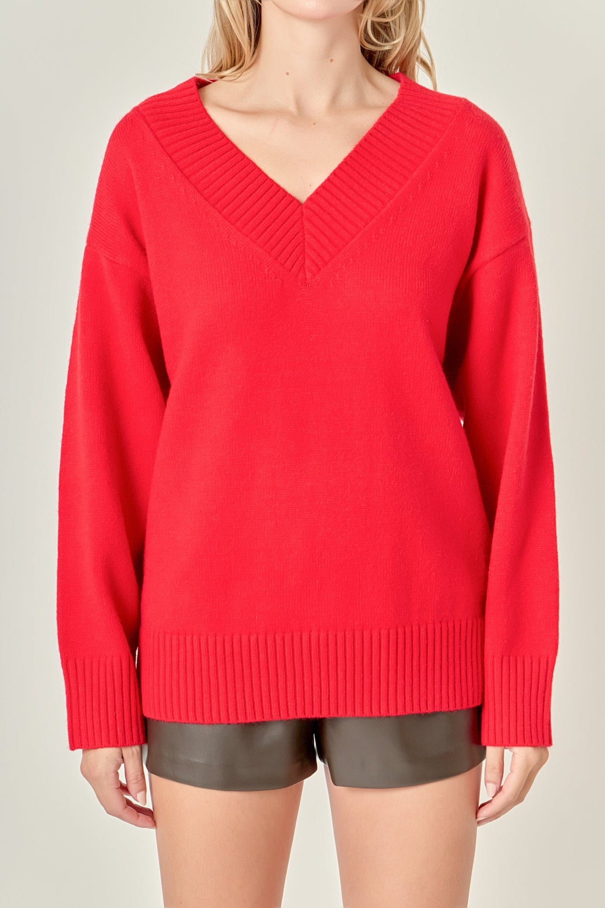 V Neckline Oversized Sweater