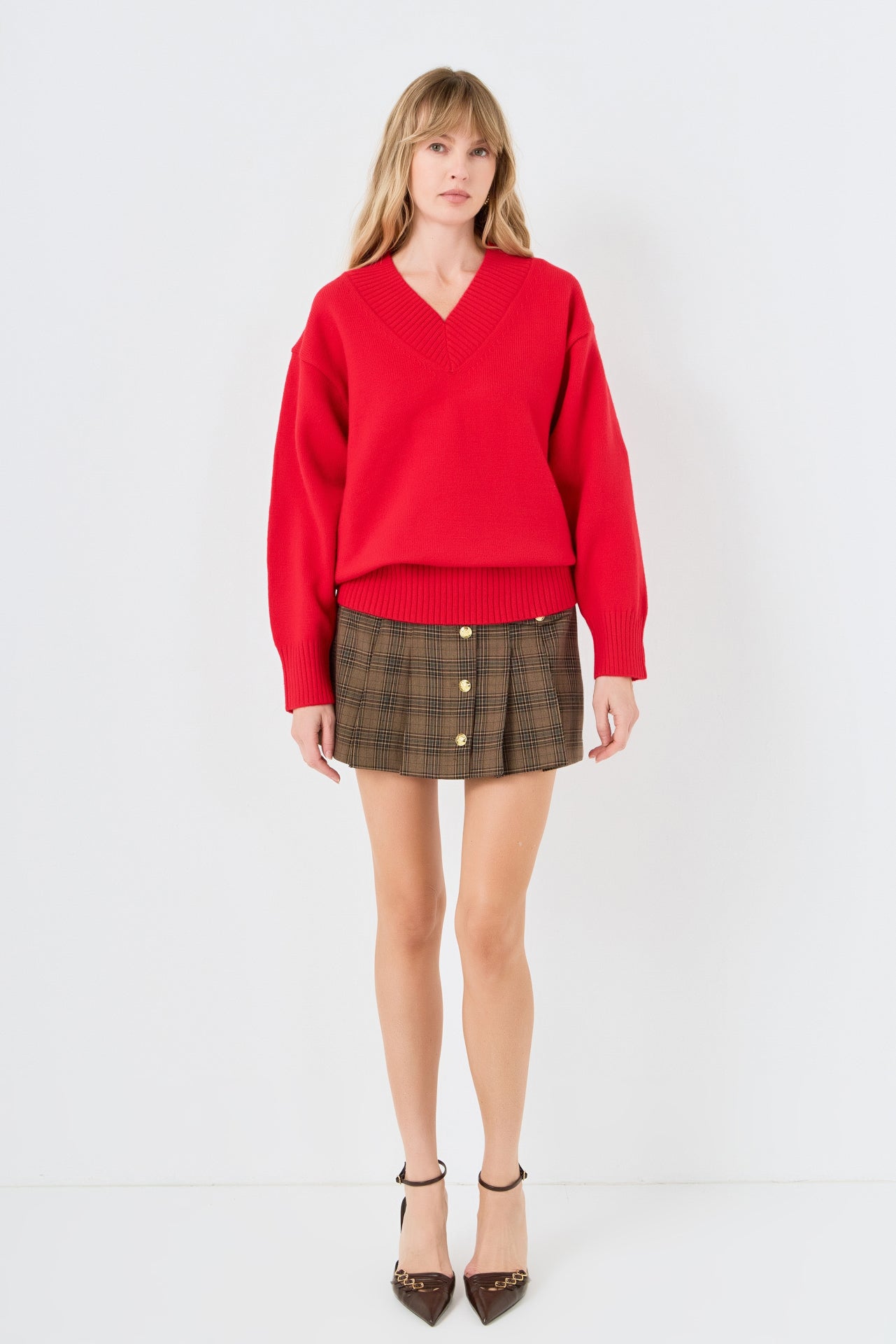 V Neckline Oversized Sweater