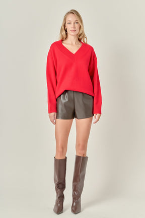 ENGLISH FACTORY - V Neckline Oversized Sweater - SWEATERS & KNITS available at Objectrare