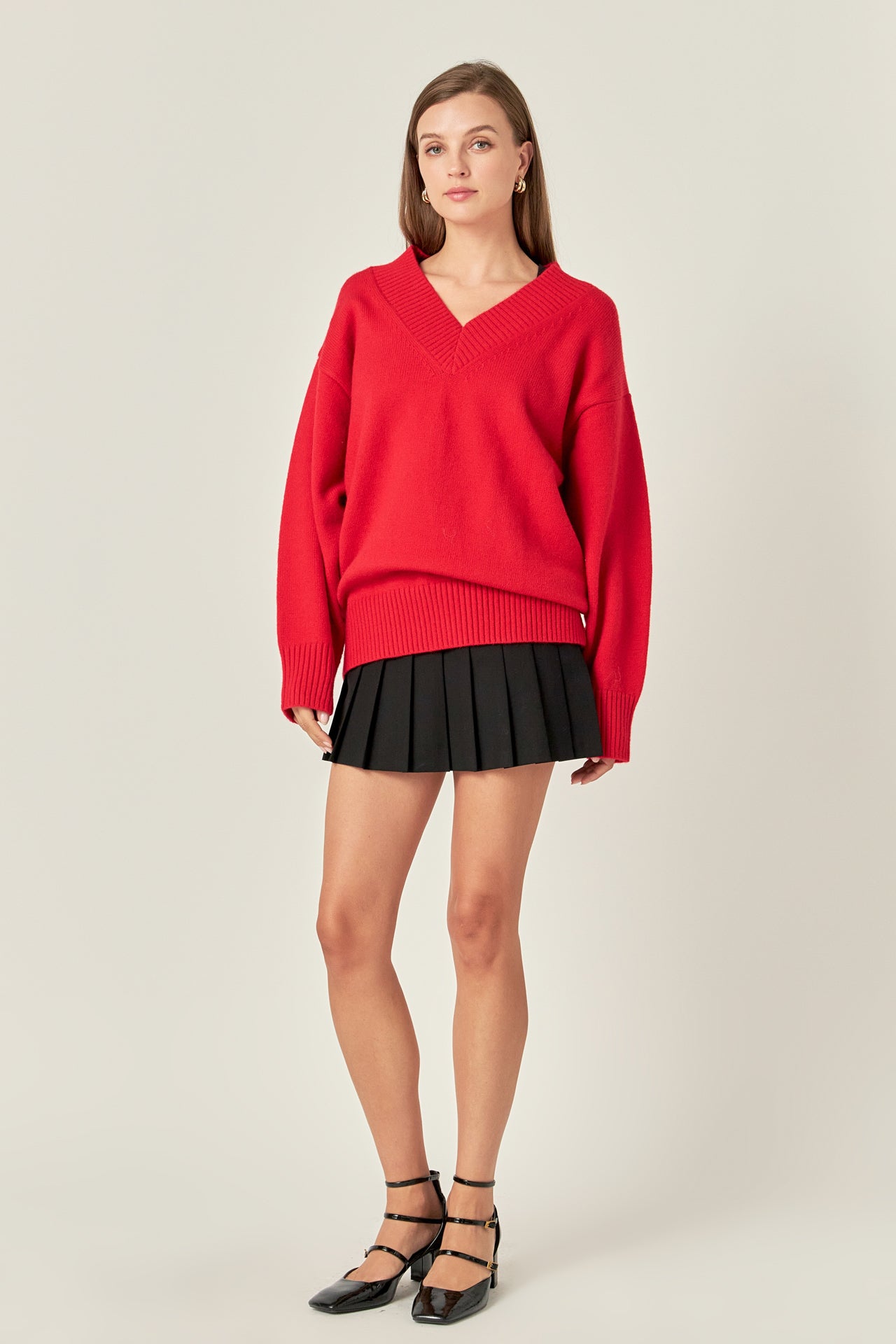 ENGLISH FACTORY - English Factory - V Neckline Oversized Sweater - SWEATERS & KNITS available at Objectrare