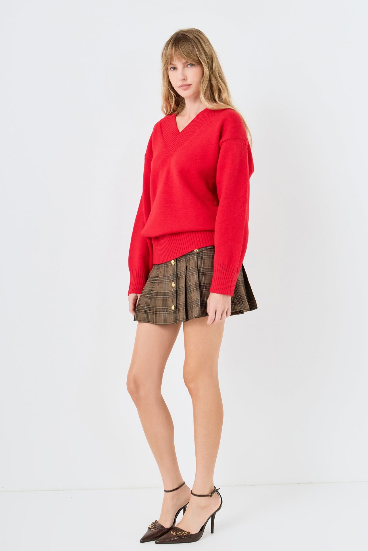 V Neckline Oversized Sweater