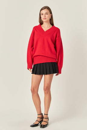 ENGLISH FACTORY - V Neckline Oversized Sweater - SWEATERS & KNITS available at Objectrare