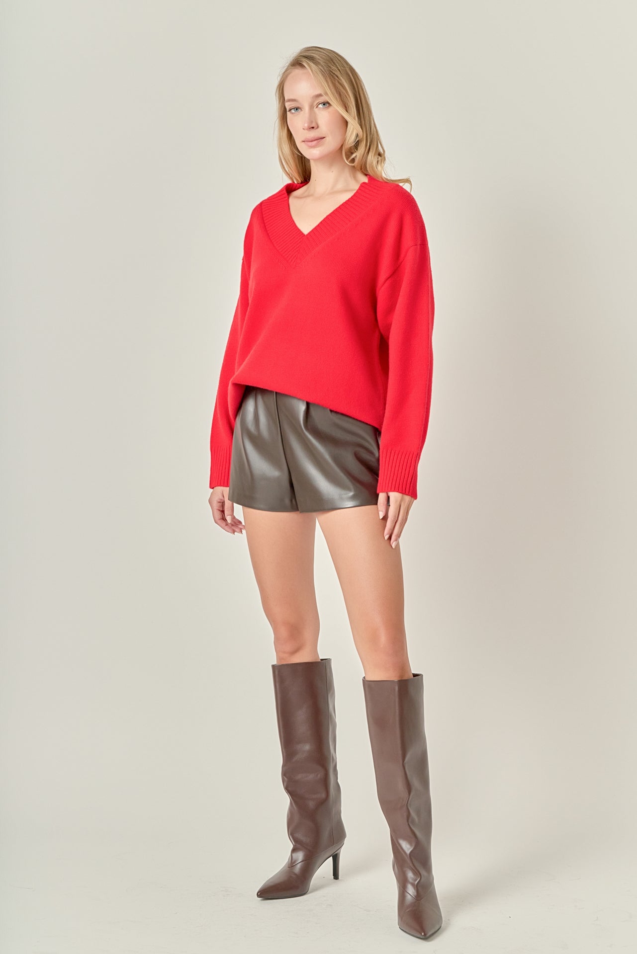 ENGLISH FACTORY - V Neckline Oversized Sweater - SWEATERS & KNITS available at Objectrare