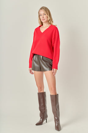 V Neckline Oversized Sweater