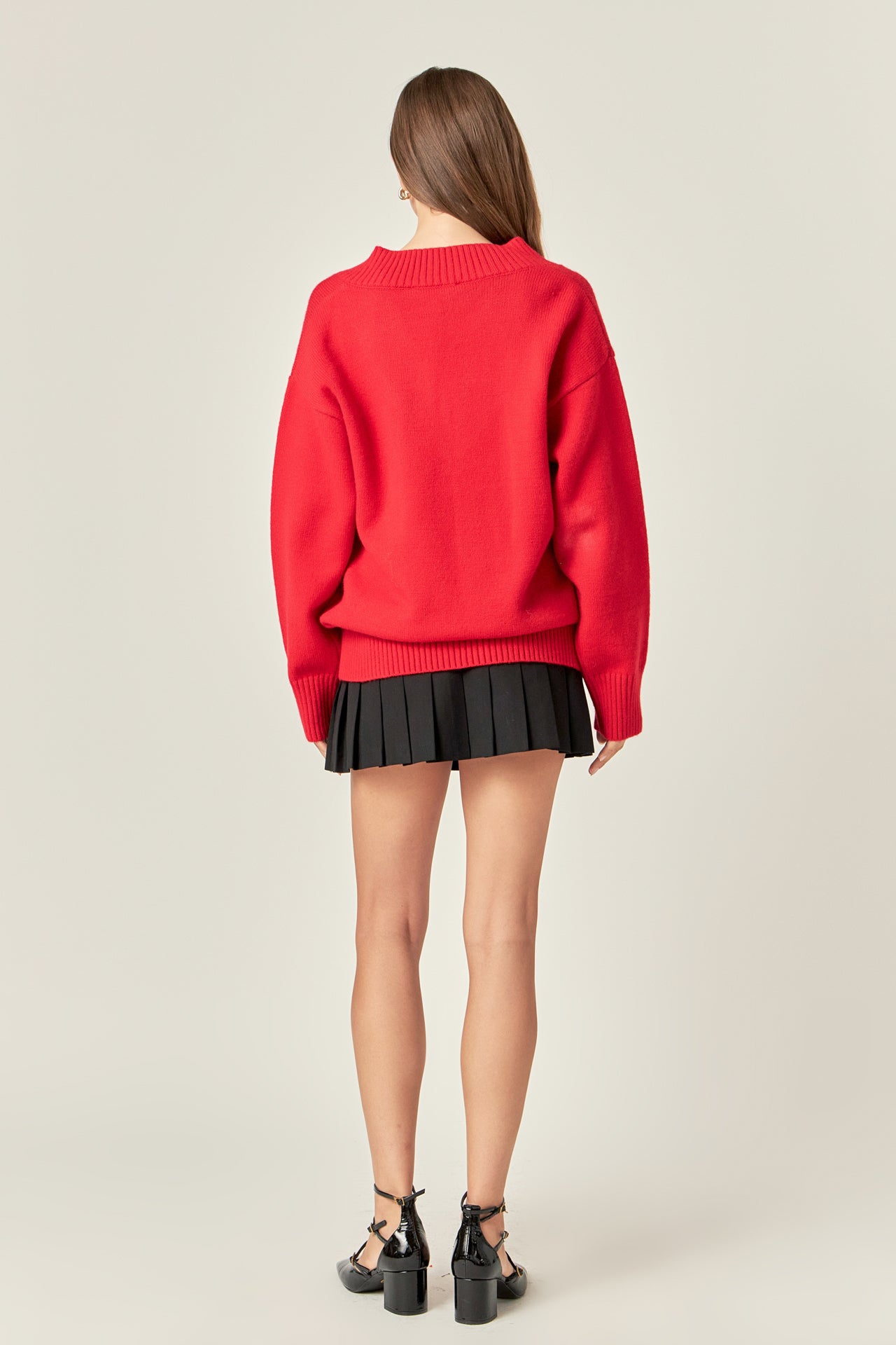 ENGLISH FACTORY - V Neckline Oversized Sweater - SWEATERS & KNITS available at Objectrare