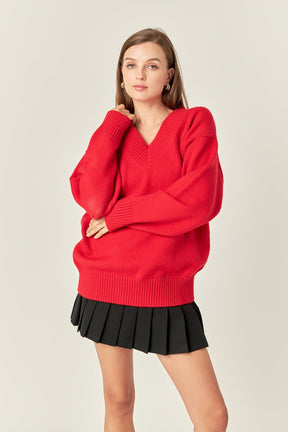 ENGLISH FACTORY - V Neckline Oversized Sweater - SWEATERS & KNITS available at Objectrare