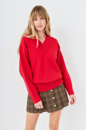 V Neckline Oversized Sweater