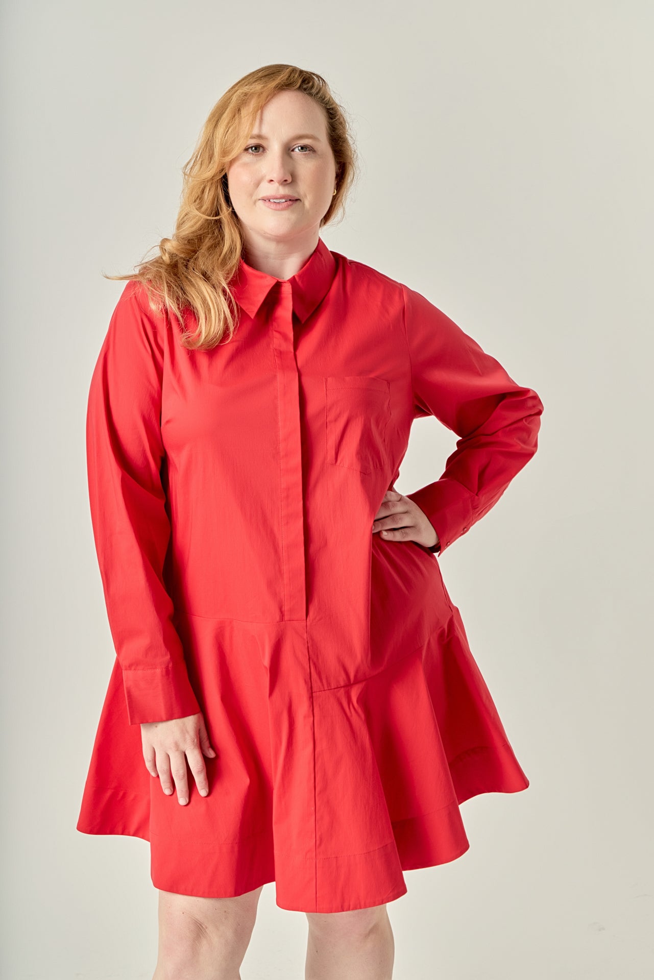 Plus Size Collar Flare Skirt Dress