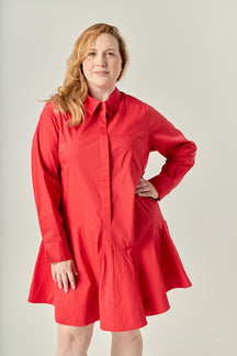 Plus Size Collar Flare Skirt Dress