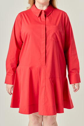 Plus Size Collar Flare Skirt Dress