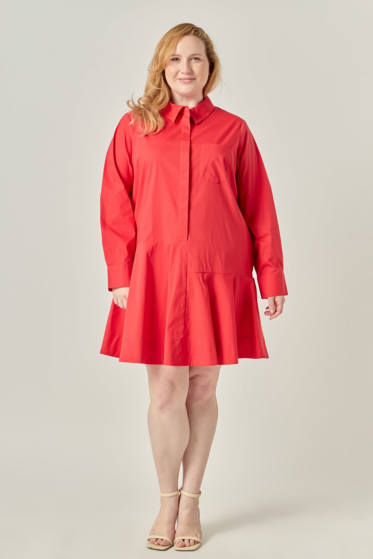 Plus Size Collar Flare Skirt Dress