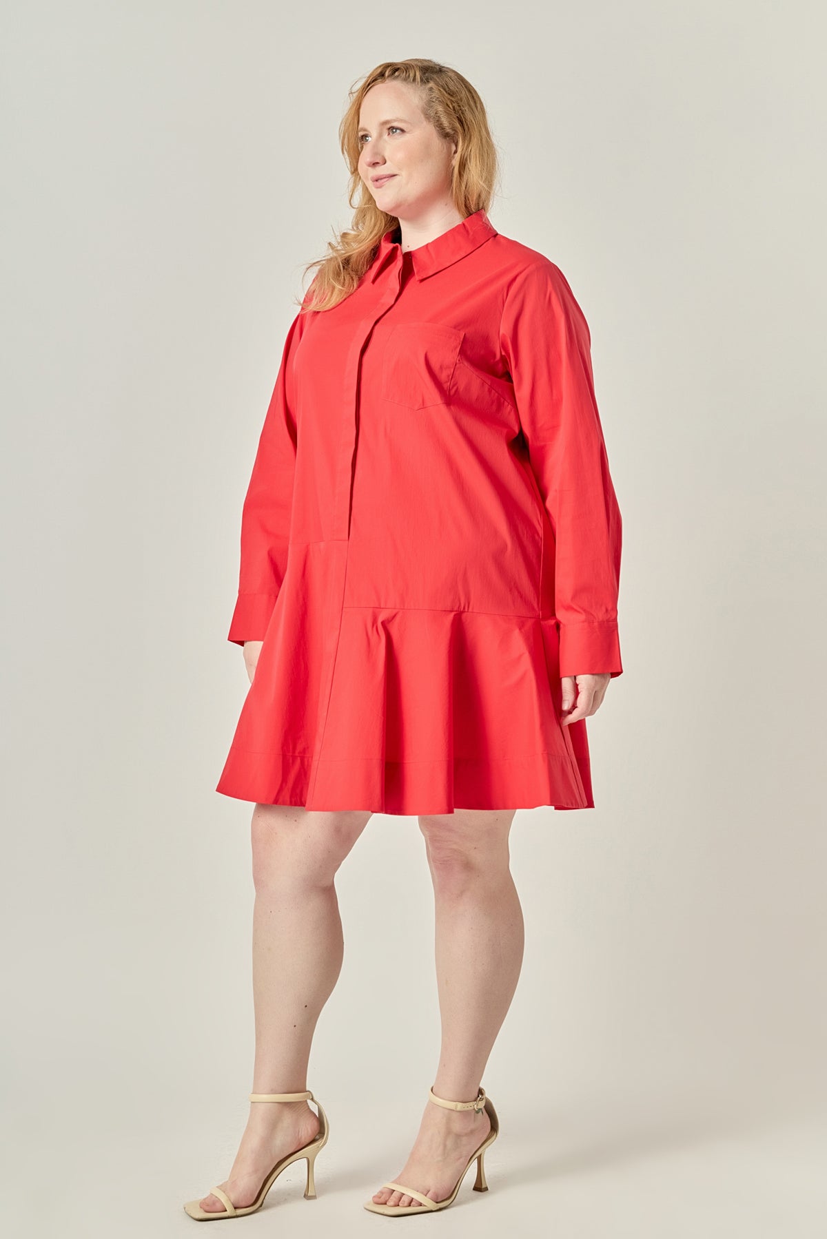 Plus Size Collar Flare Skirt Dress