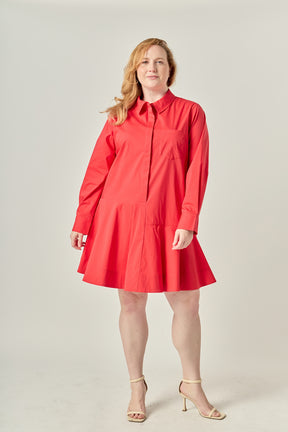 Plus Size Collar Flare Skirt Dress