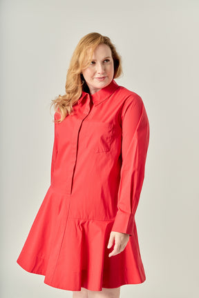 Plus Size Collar Flare Skirt Dress