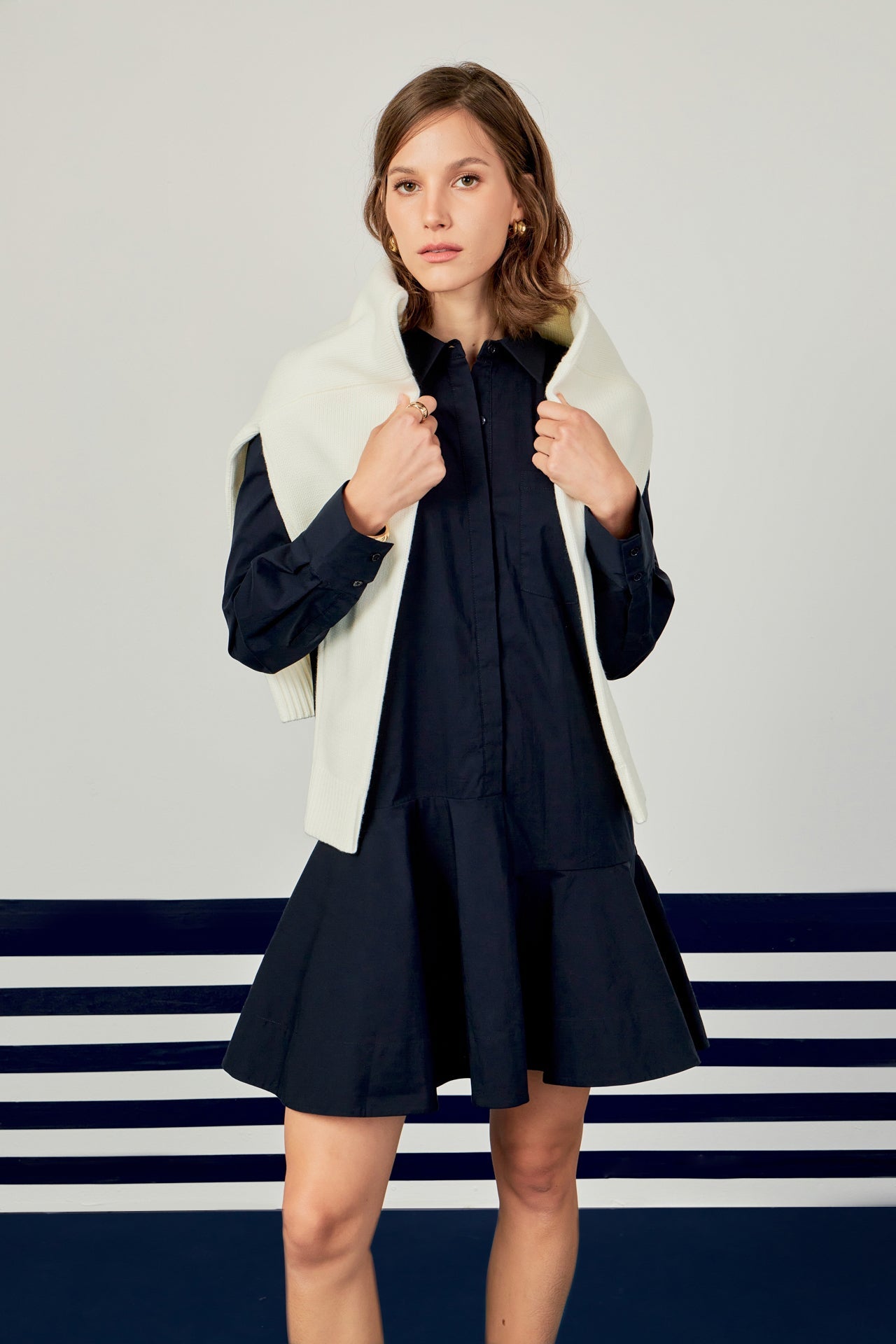 Collar Flare Skirt Dress