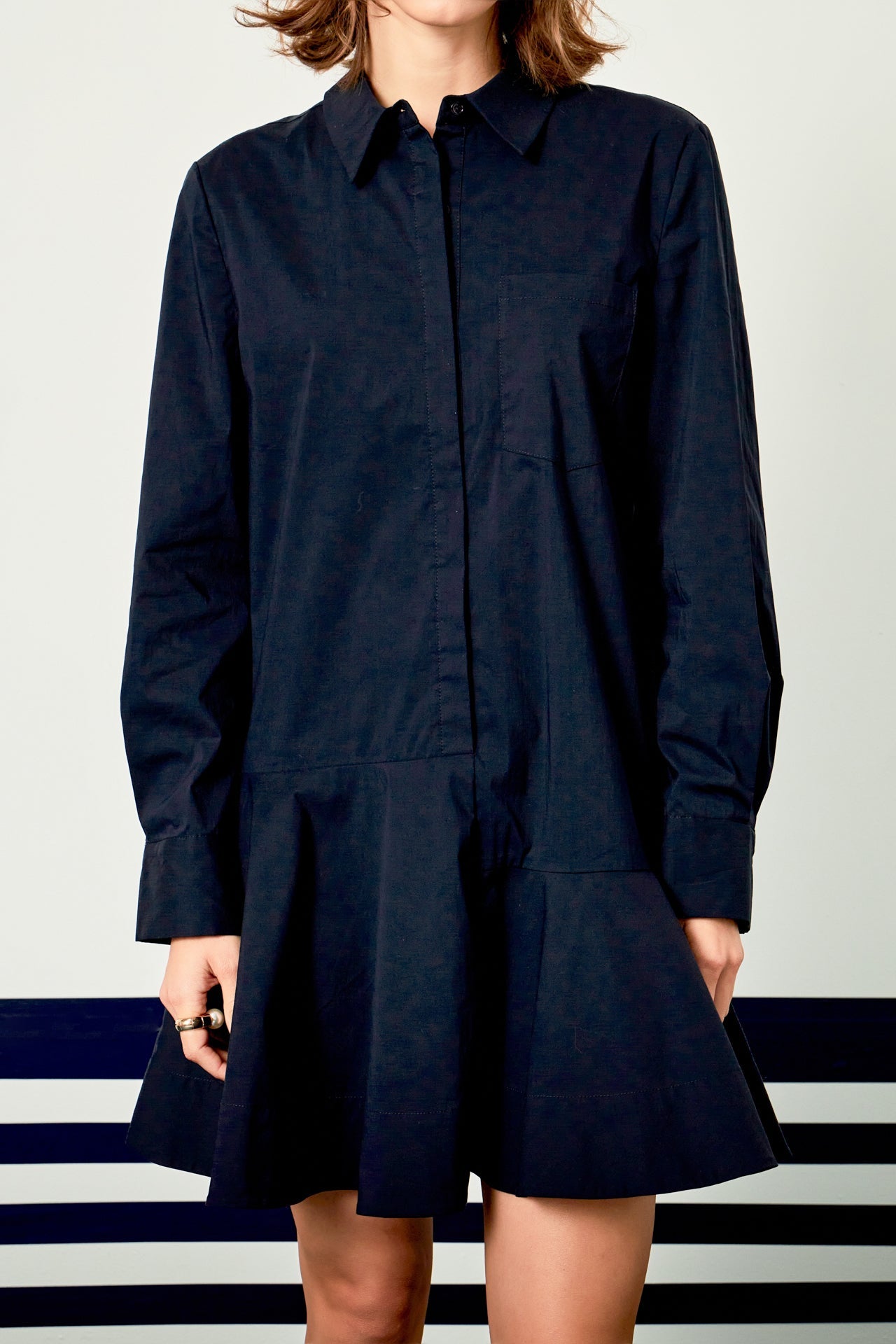 ENGLISH FACTORY - Collar Flare Skirt Dress - DRESSES available at Objectrare