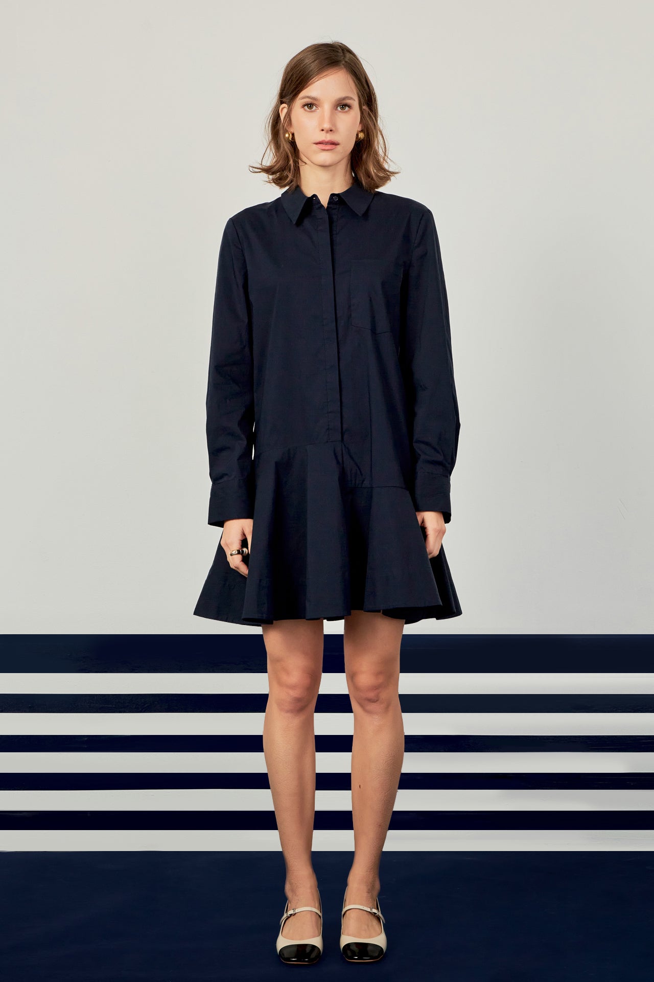 ENGLISH FACTORY - Collar Flare Skirt Dress - DRESSES available at Objectrare