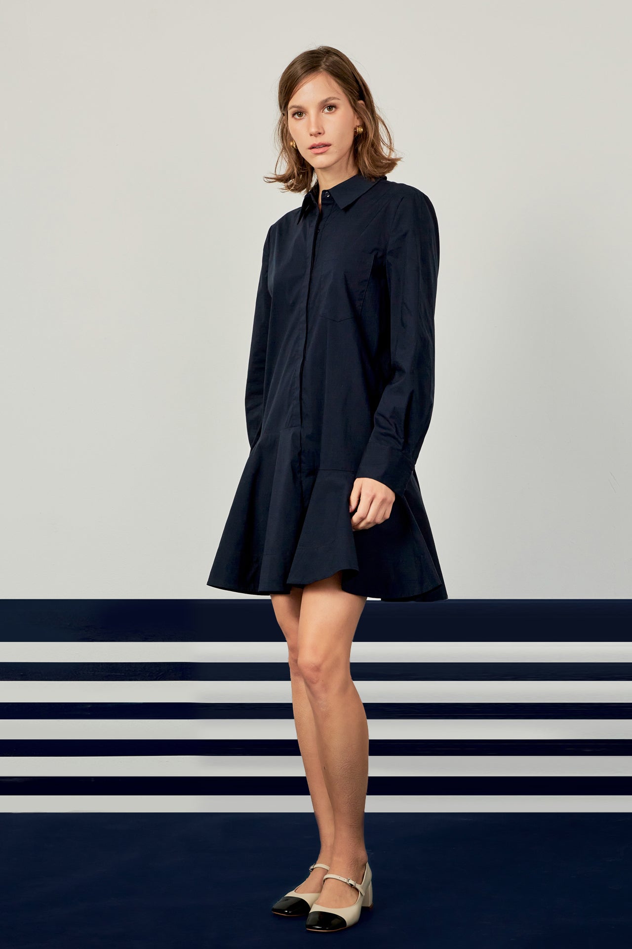 ENGLISH FACTORY - Collar Flare Skirt Dress - DRESSES available at Objectrare