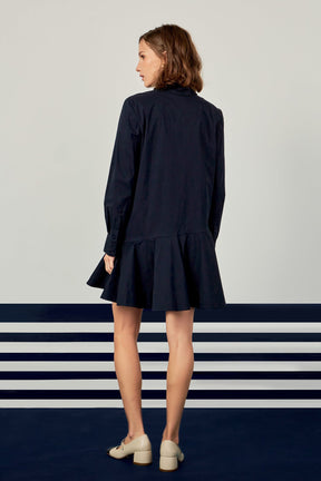 ENGLISH FACTORY - Collar Flare Skirt Dress - DRESSES available at Objectrare