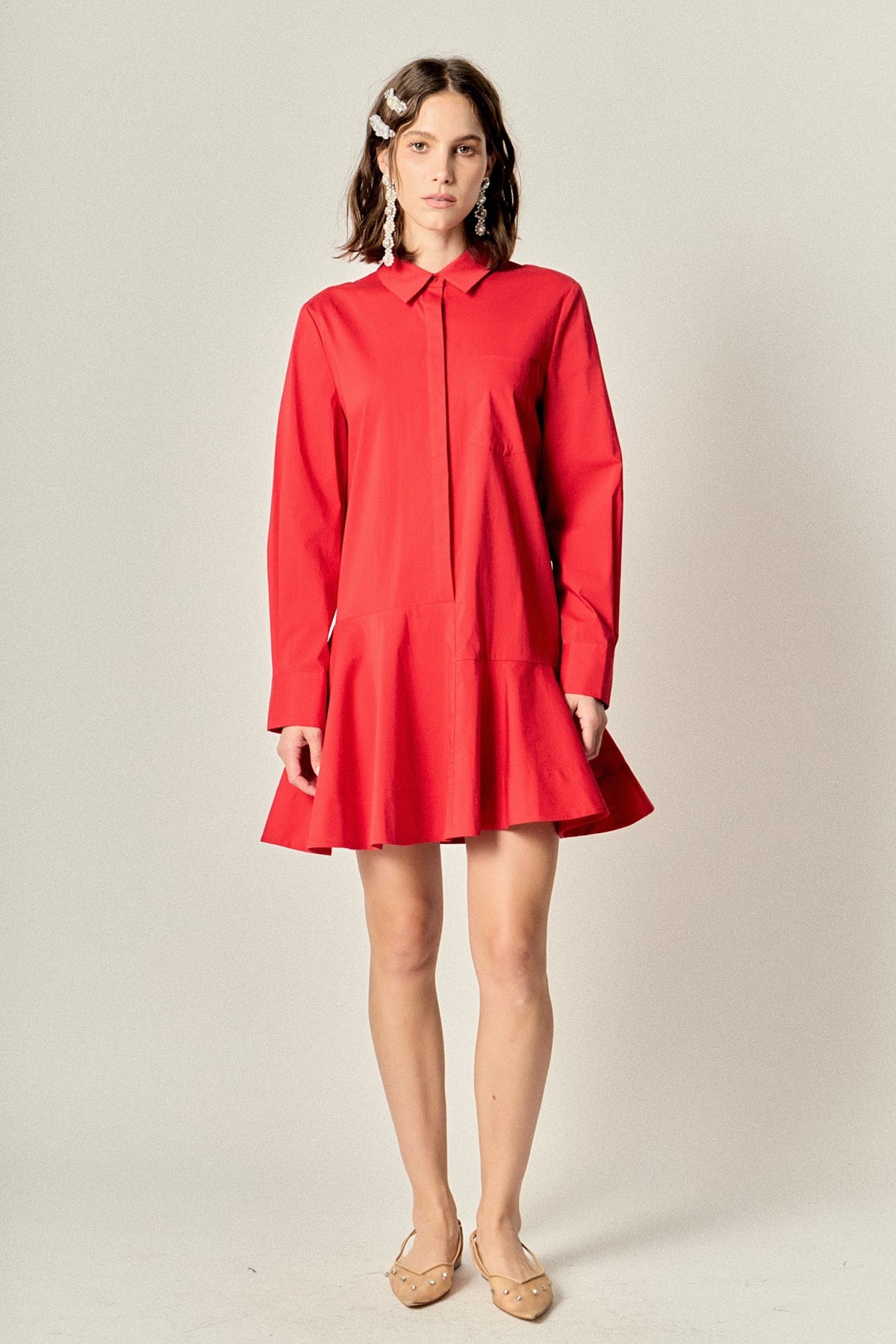 ENGLISH FACTORY - Collar Flare Skirt Dress - DRESSES available at Objectrare