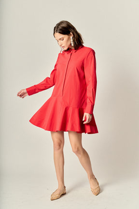 Petite Collar Flare Skirt Dress