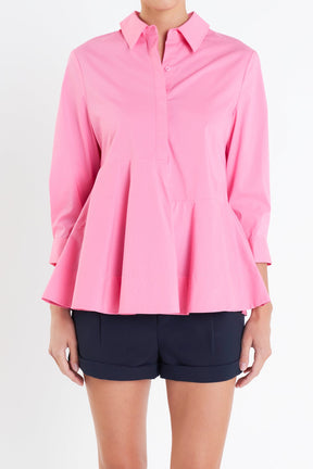 ENGLISH FACTORY - Peplum Waist Detailed Blouse - BLOUSES available at Objectrare